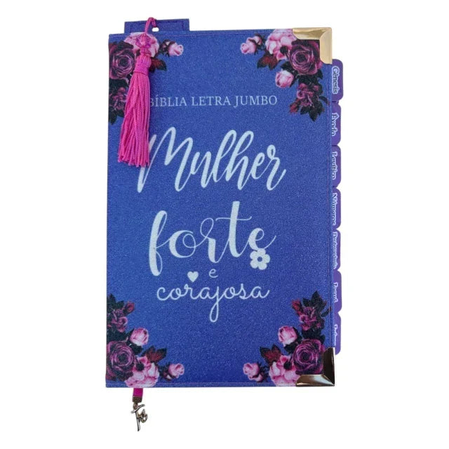 Bíblia Jumbo 100% Glitter Lilás com Abas adesivas e Pingente fé + marca páginas