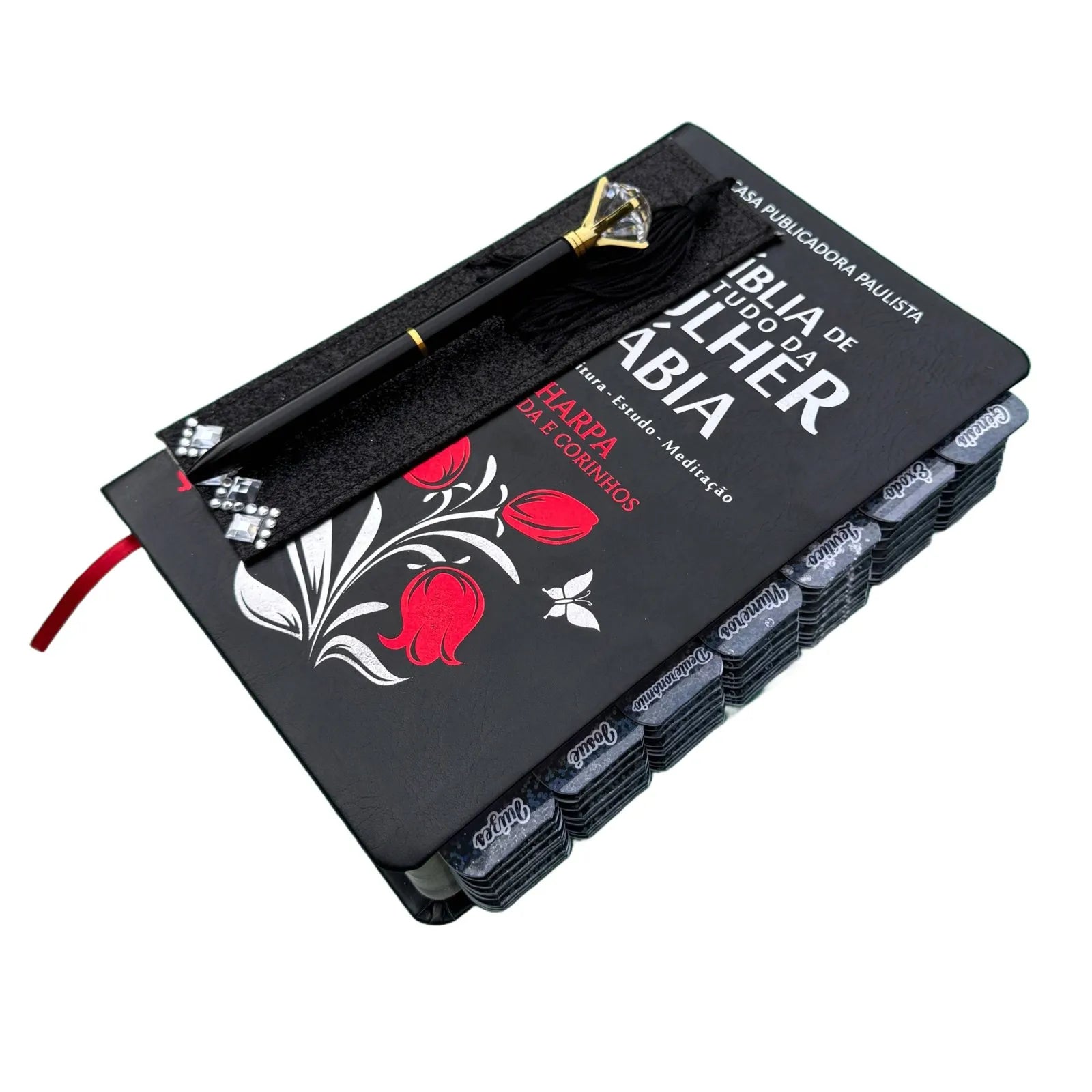 Bíblia da Mulher Sábia de Estudos Preta Fé com Harpa ARC