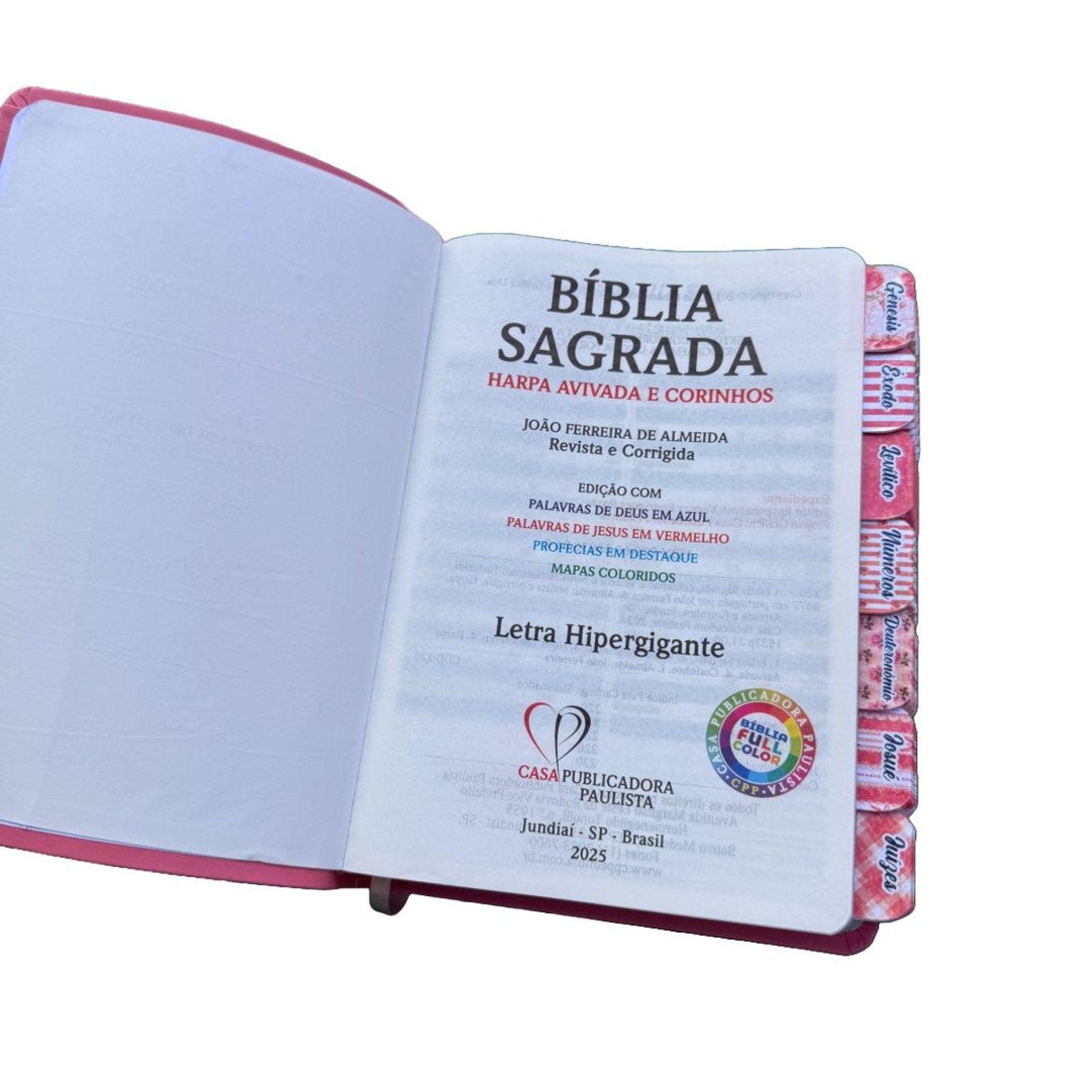 Bíblia Sagrada Rosa – Capa Luxo | Letra Hiper Gigante | Full Color com Abas Adesivas ARC | CPP