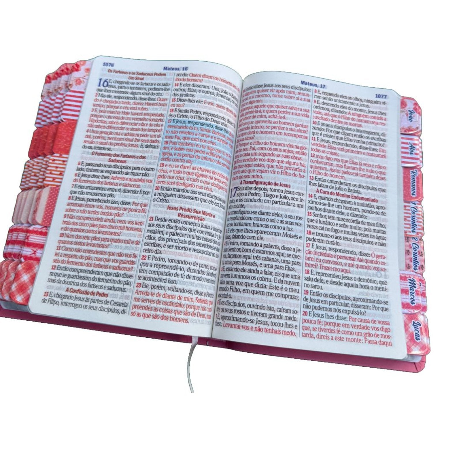 Bíblia Sagrada Rosa – Capa Luxo | Letra Hiper Gigante | Full Color com Abas Adesivas ARC | CPP