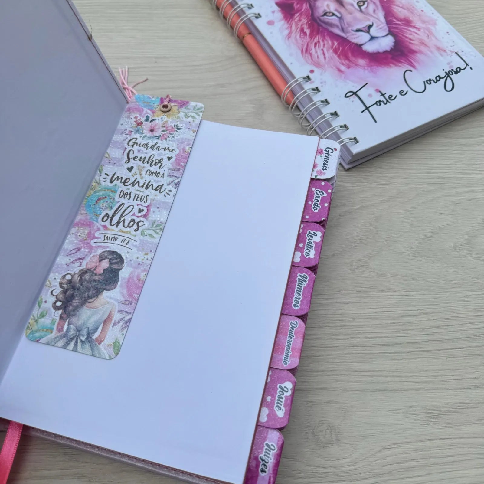 Kit Leão Seja Forte Nvi abas Adesivas Colocadas