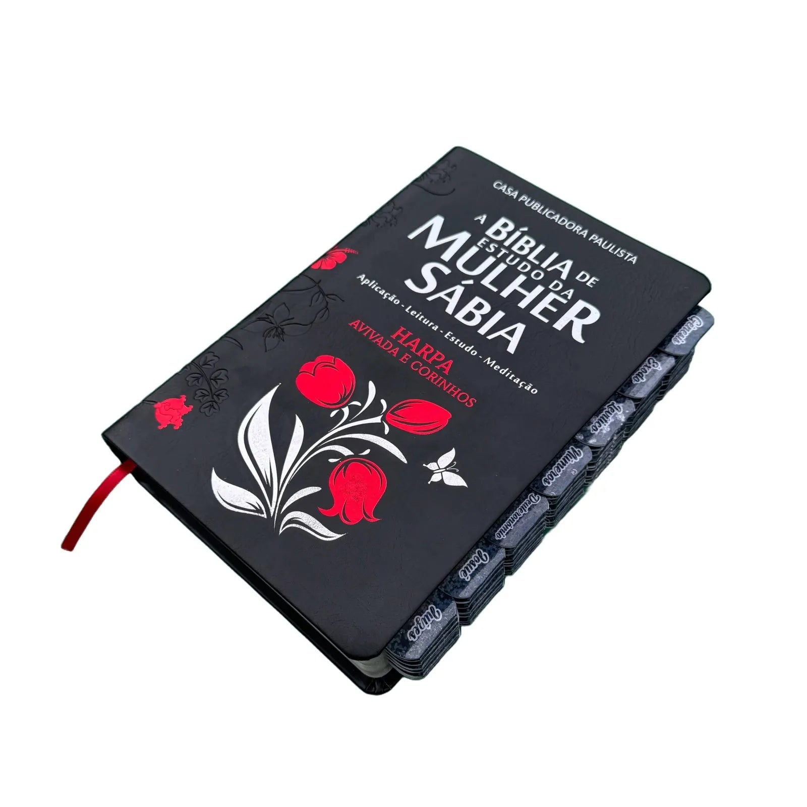 Bíblia de Estudo da Mulher Sábia Tulipa Preta Full Color Capa Luxo Com abas